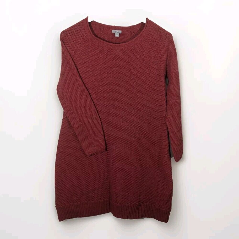 J. Jill Womens Medium Petites Red Wool Blend Sweater Dress Lightweight Knit